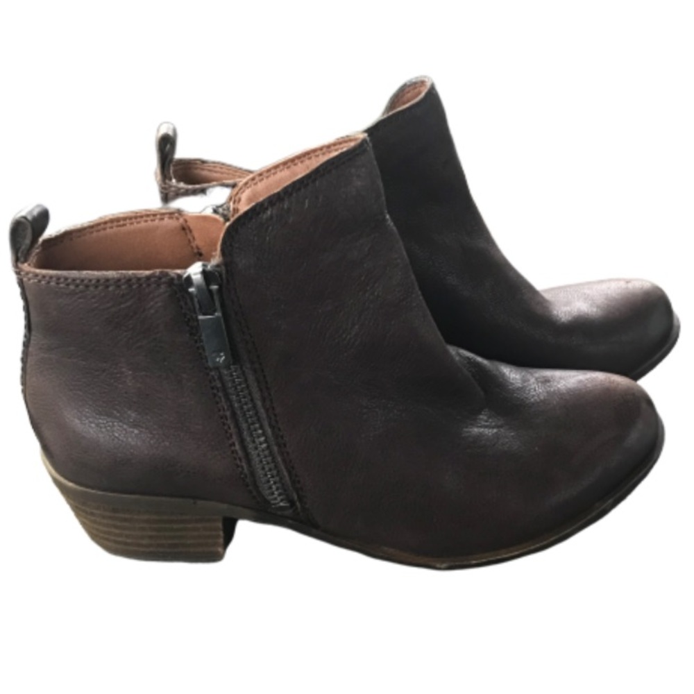 LUCKY BRAND BROWN LEATHER ANKLE BOOTS SIZE 6